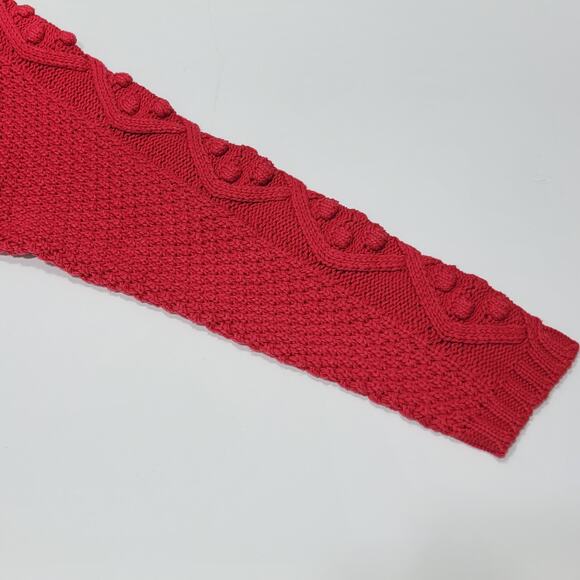 NWT Coldwater Creek Red Chunky Cable Knit Fisherman Sweater SZ L Holiday Winter - Picture 4 of 10